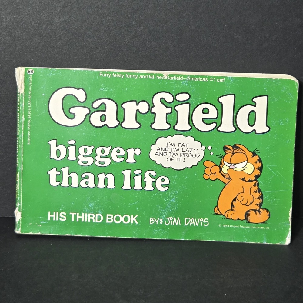 1st‎ Edition Garfield Bigger Than Life 1981 Paperback Book 3rd Book Jim Davis